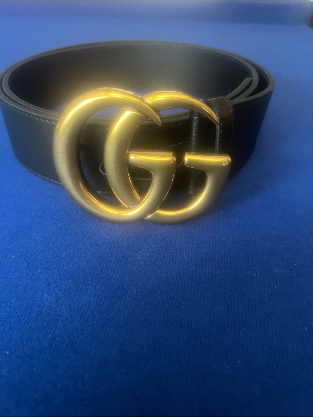 Gucci Black Leather Belt with Gold Double G Buckle - Classic Logo